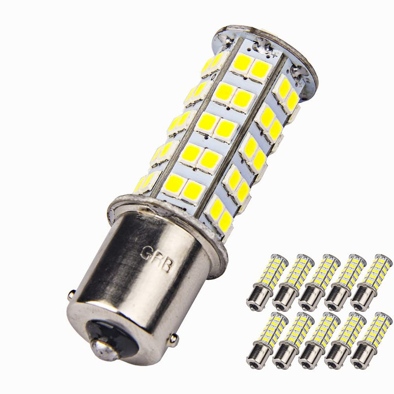 10 Pcs Extremely Super Bright 1156 1141 1003 BA15S 68-SMD LED Replacement Light Bulbs for RV Indoor Lights(10-Pack, Pure White (6000K-6500K Color Temputure)) 10-Pack Pure white (Color temperature 6000K-6500K)