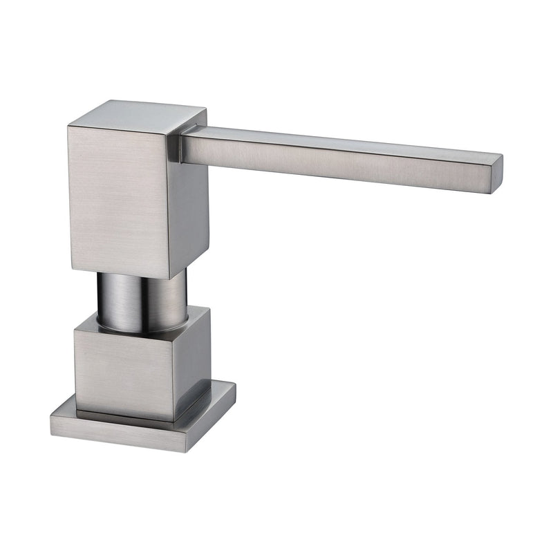 Soap Dispenser, Contemporary Design Kitchen Sink Countertop Soap Dispenser, Built in Square Pump Brushed Nickel With Bottle