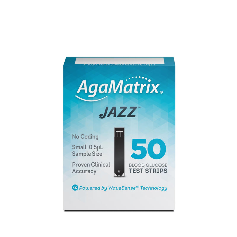 AgaMatrix Jazz Blood Glucose Test Strips, 50 Count Test Strips for Diabetes | Use with AgaMatrix Jazz Wireless 2 Blood Glucose Monitor Only | 1 Box, 50 Diabetes Test Strips