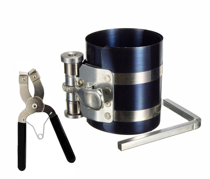 3" Car Engine Piston Ring Compressor Tool & Piston Ring Pliers with Adjustable Safety Screws