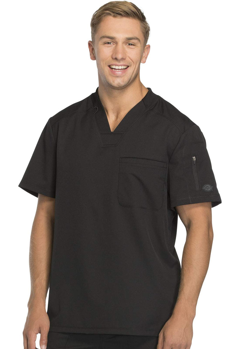 Dickies Dynamix Scrubs for Men Athletic-Inspired V-Neck Chest Pocket Scrub Top with Four-Way Stretch & Moisture Wicking DK610 Large Black