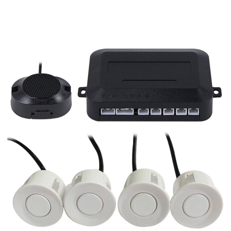 Car Reverse Backup Parking Sensor Radar System, Buzzer Beeps, Detection Distance:30~150CM, Waterproof Sensors (22mm Diameter 2.3M Cable) 4 Packs X60D (White) White