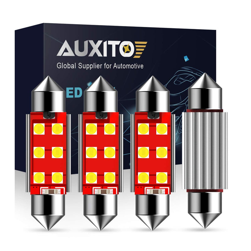 AUXITO 578 LED Bulb White 41mm 42mm 212-2 211-2 578 Festoon LED Bulbs CANBUS Error Free 3030 Chipsets 6000K Xenon White for Car Interior Map Dome Courtesy Marker License Plate Lights (Pack of 4)