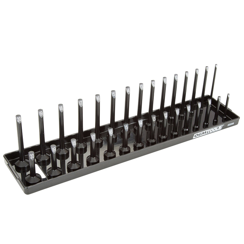 OEMTOOLS 22209 Metric 3/8 Inch Drive Socket Tray Organizer, Black 3/8" Metric