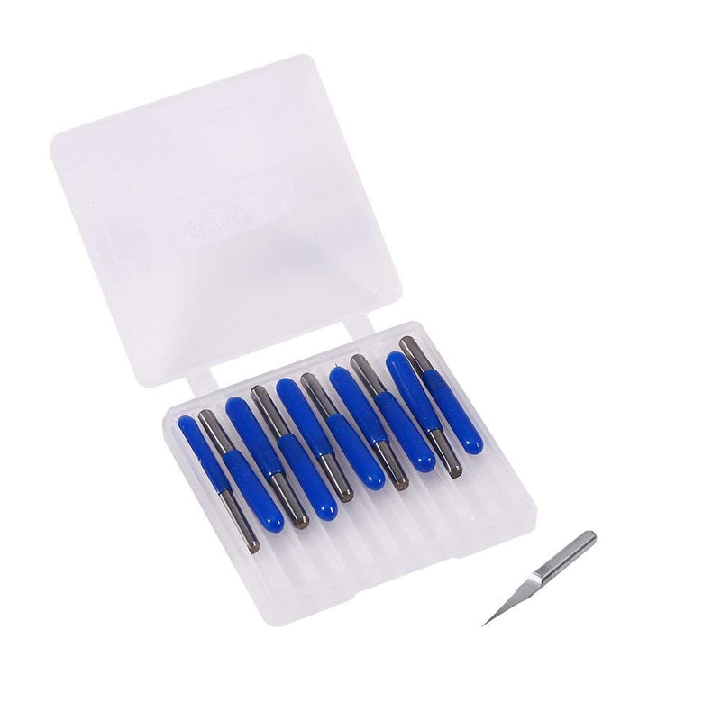 10PCS 3.175mm(1/8") Shank V Bit Router Bits 10° 0.1mm Tip Carbide Engraving Bits CNC Bit Router Carving Tool Blue