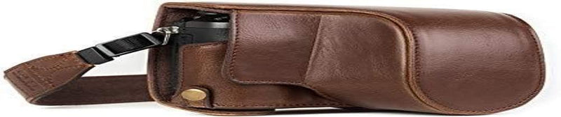 MegaGear Panasonic Lumix DMC-GX85, DMC-GX80 (12-32mm) Ever Ready Leather Camera Case and Strap, with Battery Access - Dark Brown - MG1301