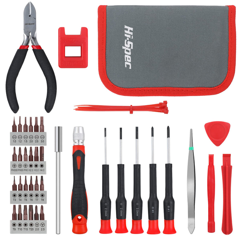 Hi-Spec 38pcs Electronics Repair Tool Kit, Precision Screwdriver Set Magnetic, Computer Screwdriver Kit, PC Building Tool Kit for Laptop, Tablet, DIY and Repair work 38pc
