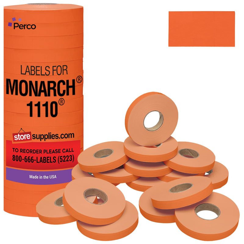 Fluorescent Red Pricing Labels for Monarch 1110 Price Gun - 16 Rolls, 17,000 Pricemarking Labels 1 Sleeve Fluorescent Red