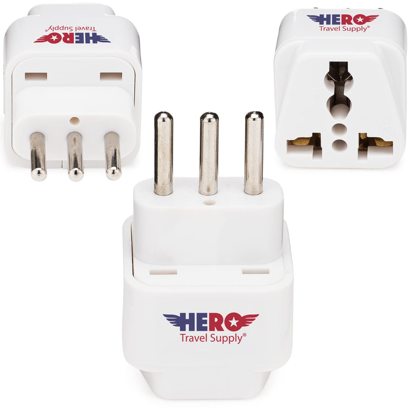 Hero Premium US to Italy Power Adapter Plug (Type L, Pack of 3, Grounded) Italy (3 Pack)