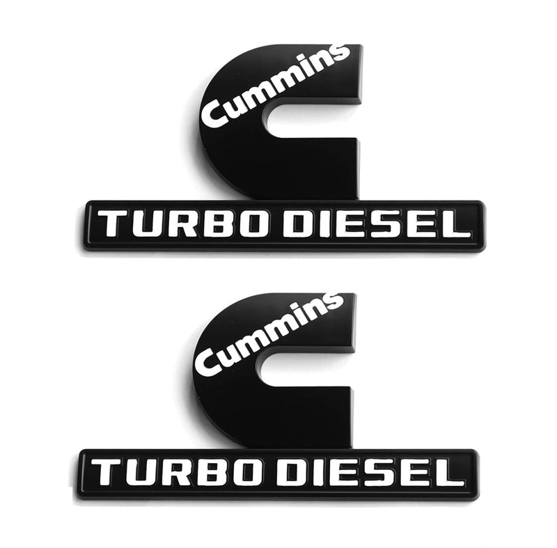 Yoaoo 2Pack OEM Black Cummins Turbo Emblem Compatible with 2500 3500 Emblem Matte White 6.2" by 3.4" inches Black with white