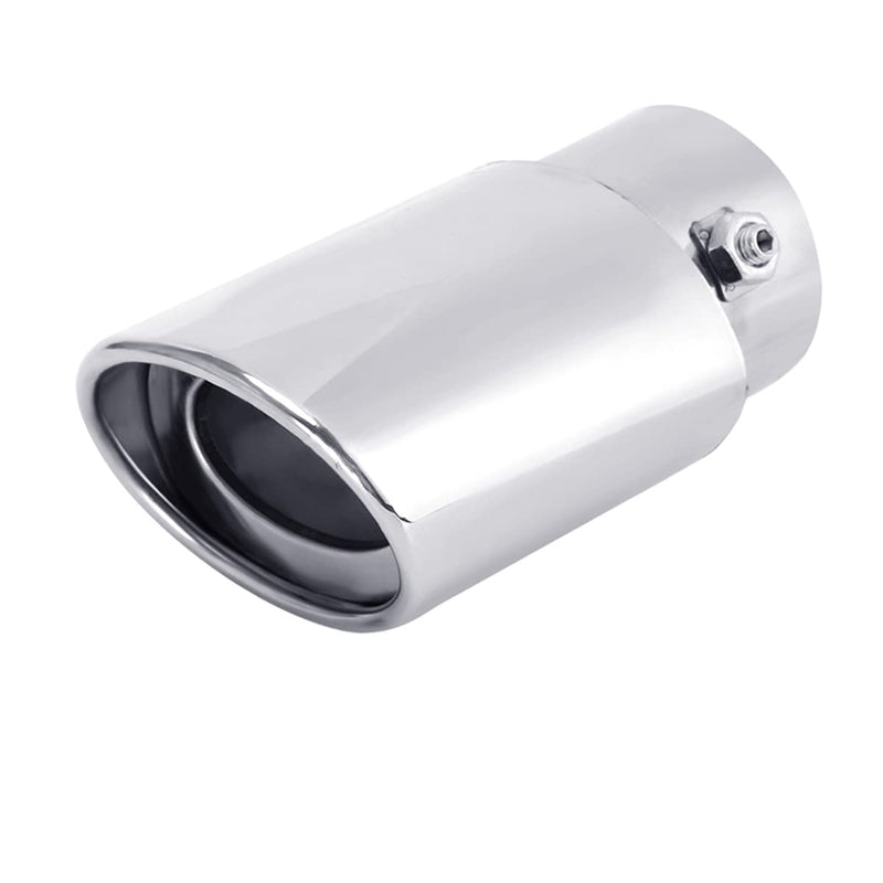 Dsycar Universal Stainless Steel 1.5" - 2.25" Inlet Exhaust Tips, Fit Pipes Diameter 1.5-2.25 inch, Adjustable Car Decoration Chrome-Plated Finish Exhaust Tailpipe Tip, 3.3" Outlet, 5.4" Long Straight