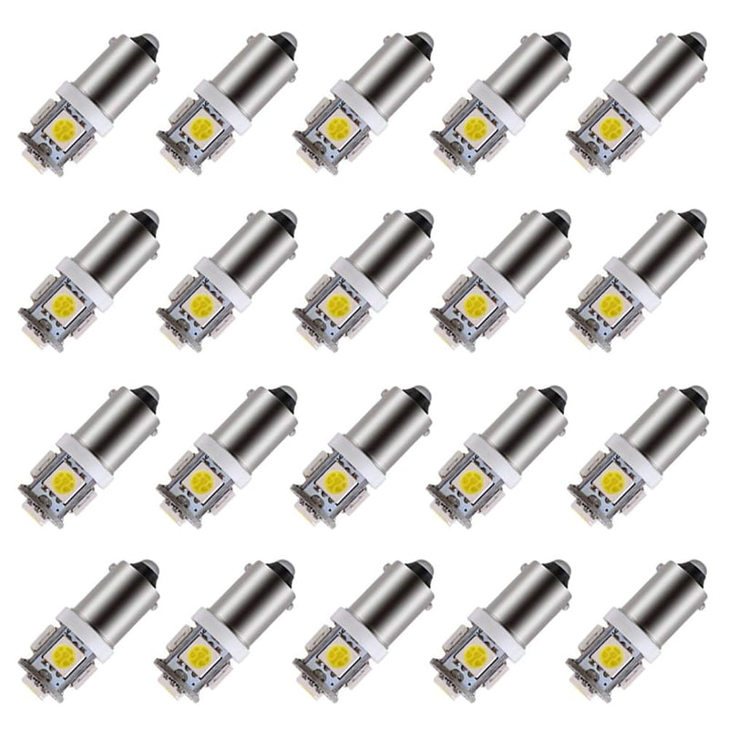 BlyilyB - Pack of 20 - White BA9S T11 T4W 64111 Miniature Bayonet Single Contact Base LED Bulbs 5SMD 5050 For Side Marker Lights RV and Boat Dome Lights Map Lights License Plate Light Whte