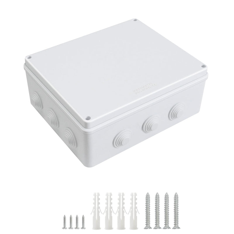 LeMotech ABS Plastic Dustproof Waterproof IP65 Junction Box Universal Electrical Project Enclosure White 11.8 x 9.8 x 4.7 inch (300 x 250 x 120 mm) 11.8" x 9.8" x 4.7" (1pc)