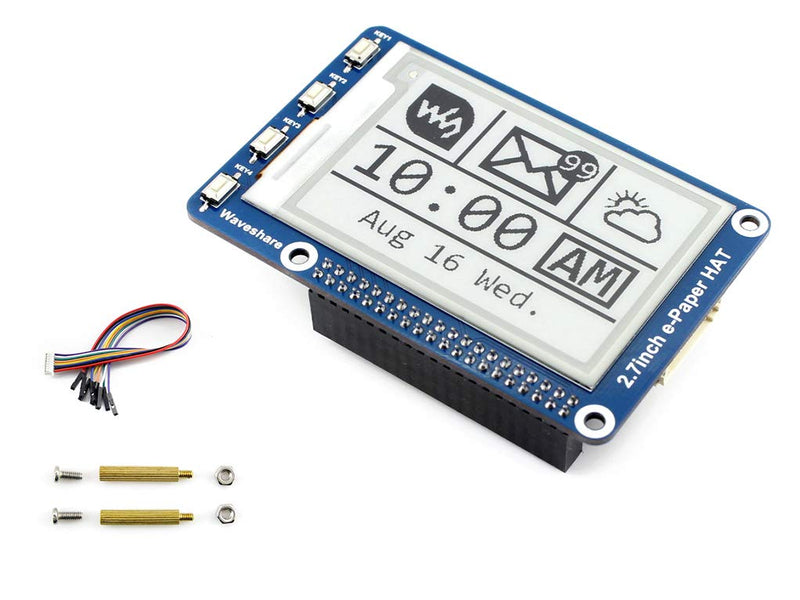 264x176 Resolution 2.7 Inch e-Paper Display HAT E-Ink Screen LCD Module SPI Interface with Embedded Controller for Raspberry Pi 2B 3B 3B+ 4B Zero Zero W/Arduino/STM32/Jetson Nano