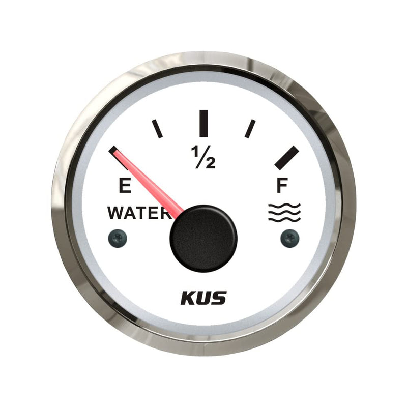 KUS Waterproof 52mm Water Level Tank Meter Gauge Indicator 0-190ohm for Auto Marine Vehicles 12 24 Volts