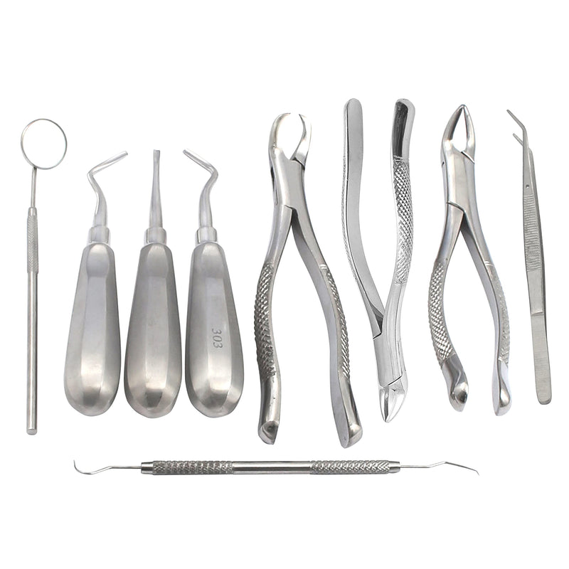 OdontoMed2011® 9 Pcs Basic Dental Extracting Extraction Forceps Elevators Set EX-346