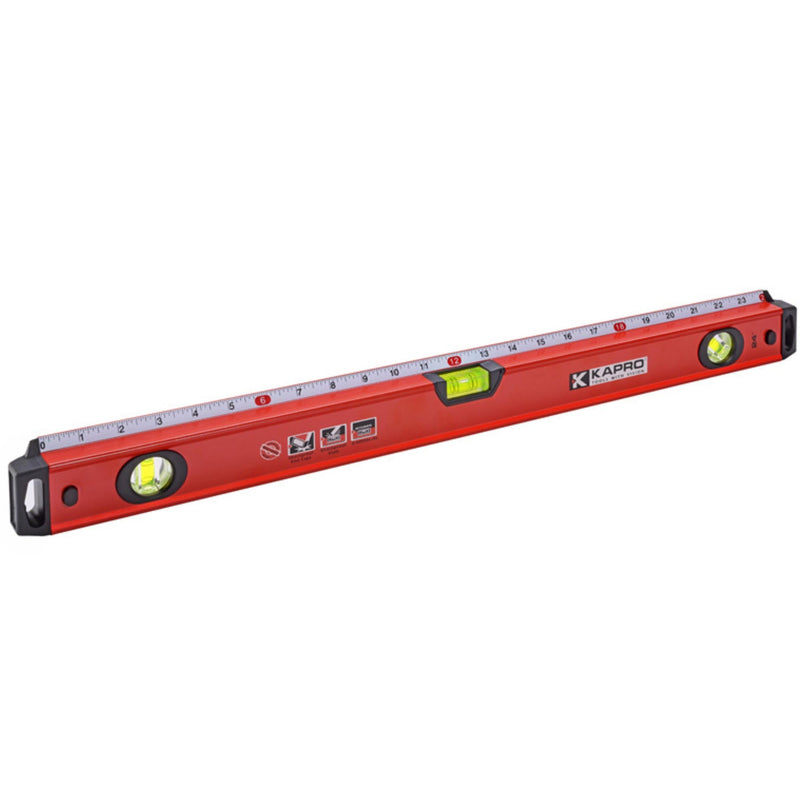 Kapro - 770 Exodus Professional Box Level - With 45° Vial & Ruler - For Leveling, Measuring, Marking, and Cutting - Features 3 Vials, Precise Straightedge, and Wall-Grip - 24 Inch