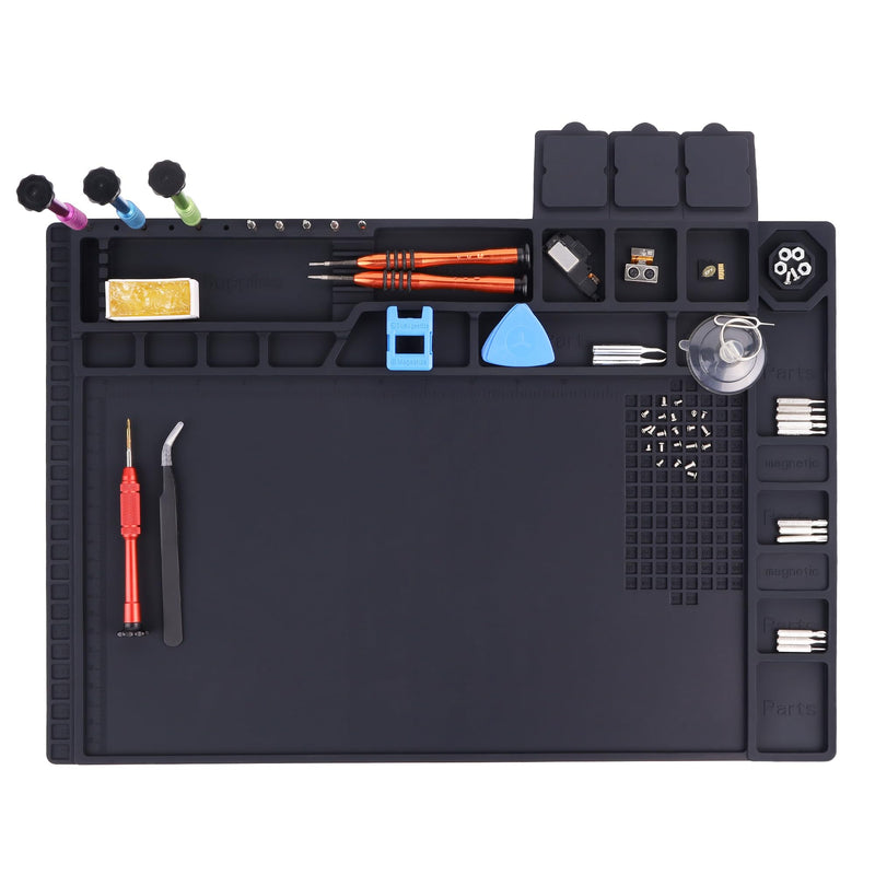 Premium Heat Resistant 932°F Magnetic Silicone Soldering Mat Electronics Work Mat for Computer Cell Phone Laptop Repair, BGA Soldering Gun Iron Workbench Protection HP-140