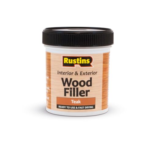 Rustins AWOOT250 Acrylic Wood Filler, Teak, 400g- Multi-Purpose Wood Repair Compound for Cracks, Gaps, & Surface Imperfections – Quick-Drying, Sandable, & Paintable for Interior & Exterior Use 250 ml