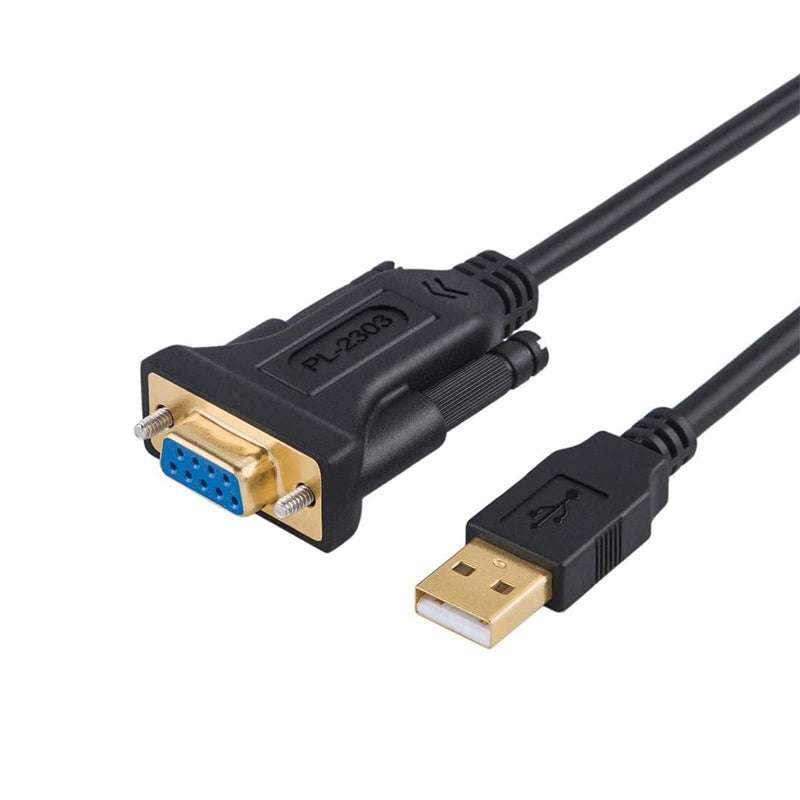 CableCreation USB to RS232 Adapter with PL2303 Chip 3.3 FT, USB 2.0 to RS232 Female DB9 Serial Converter Cable for Cashier Register, Modem, Scanner, Digital Cameras, CNC, 1M Black 3.3FT / 1M PL2303 Chipset