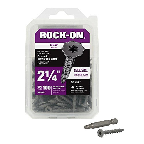 Rock-On 23321#9 by 2-1/4" Serrated Head Star Drive Cement Board Screws (100 Pack)