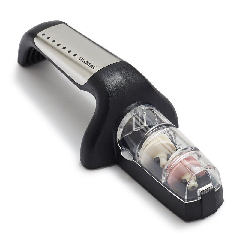Global 2-Stage Handheld Knife Sharpener, Stainless Steel