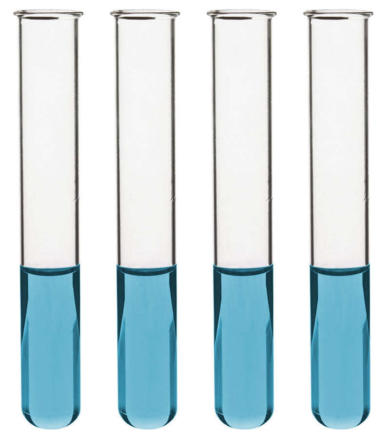 EISCO 48PK Test Tubes, 12ml - Borosilicate 3.3 Glass - 1.2mm Thick Walls, Beaded Rim - Superior Heat & Chemical Durability - 4" Tall, 0.6" Diameter - Fire Polished Ends