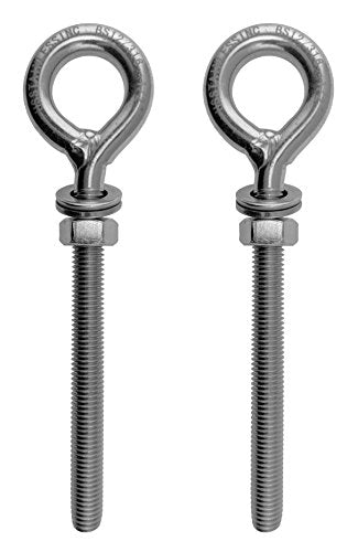 US STAINLESS 2 Pieces Stainless Steel 316 M12 Eye Bolt 12mm x 120mm (1/2" x 4 3/4") Marine Grade Pitch of 1.75