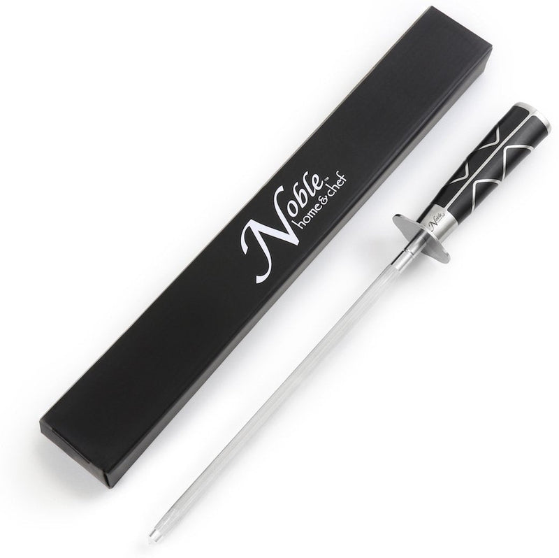Professional Honing Steel 10”, Magnetized for Safety, No Rust, No Cheap Plastic! Noble’s Knife Sharpener Has an Oval Handle for a Firm Grip and is Built For Daily Use, Perfect for Chefs! Luxury 10"