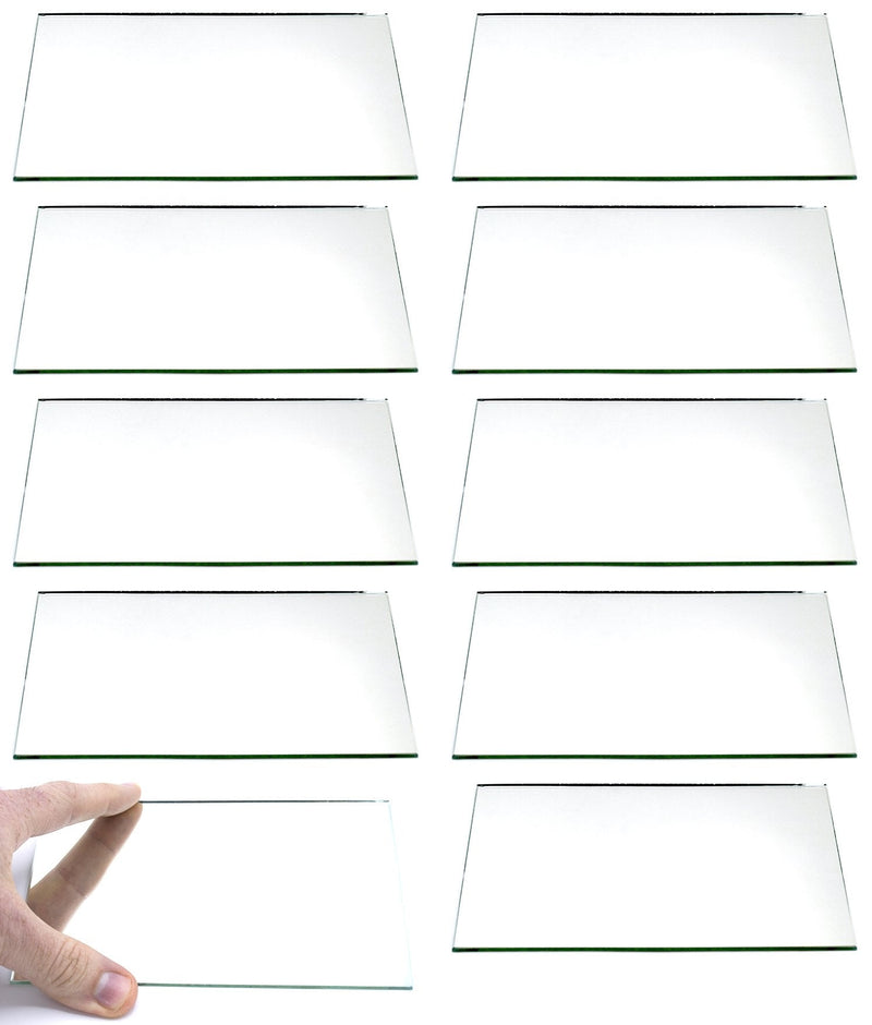 EISCO 10 Pack Rectangular Plano Glass Mirror, 6" x 4" - 2mm Thick Approx.
