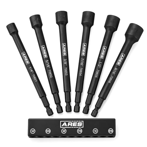 ARES 70650 6-Piece SAE Magnetic Impact Nut Driver Bit Set 6pc SAE Magnetic Impact Nut Driver Set