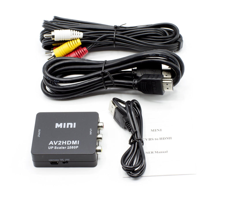THE CIMPLE CO - RCA to HDMI Converter Kit with Cables - Analog to Digital Video Converter - RCA Composite (Red Yellow White) to HDMI Adapter - Does Not Work in Reverse (Up Converts Only) - Black Cable