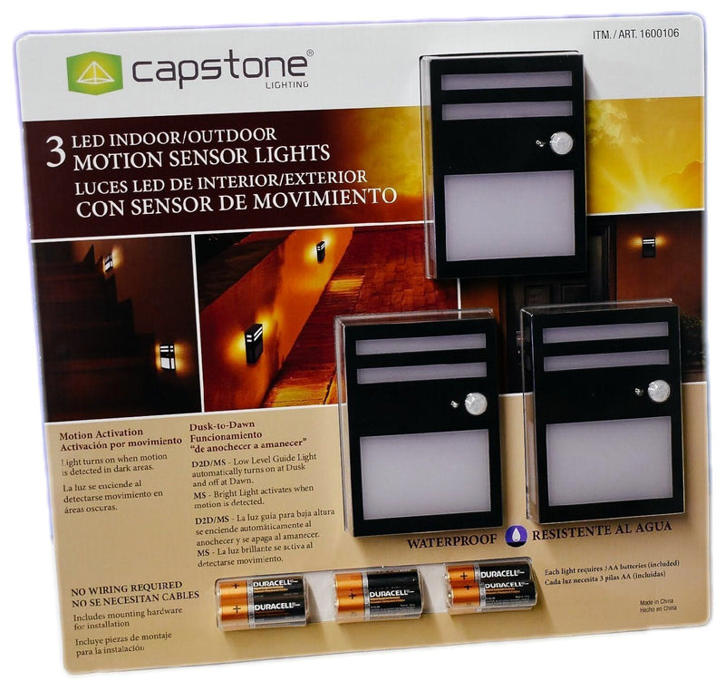 Motion Sensor LED Indoor/Outdoor Lights (Pack of 3)