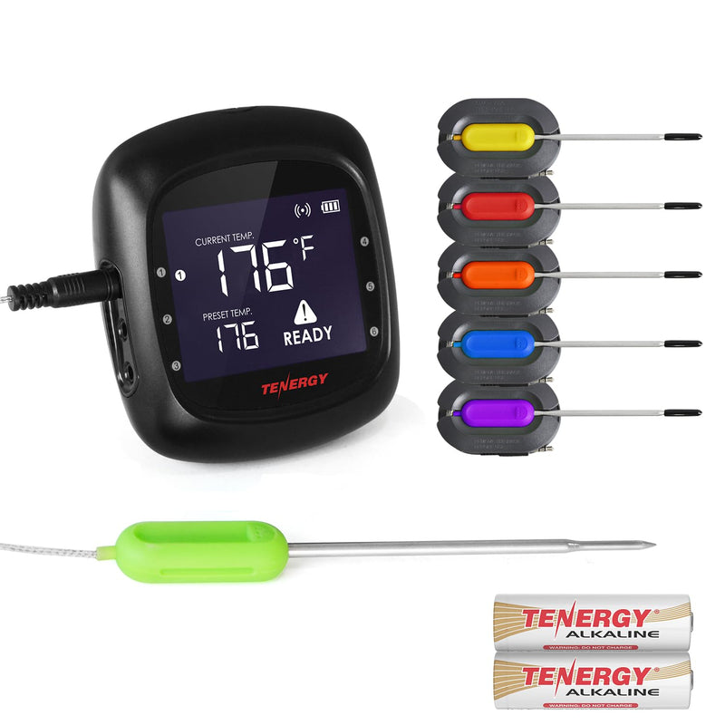 Tenergy Solis Digital Meat Thermometer, APP Controlled Wireless Bluetooth Smart BBQ Thermometer w/ 6 Stainless Steel Probes & Carrying Case, Cooking Thermometer for Grill & Smoker 1 x Thermometer + 6 x Probes