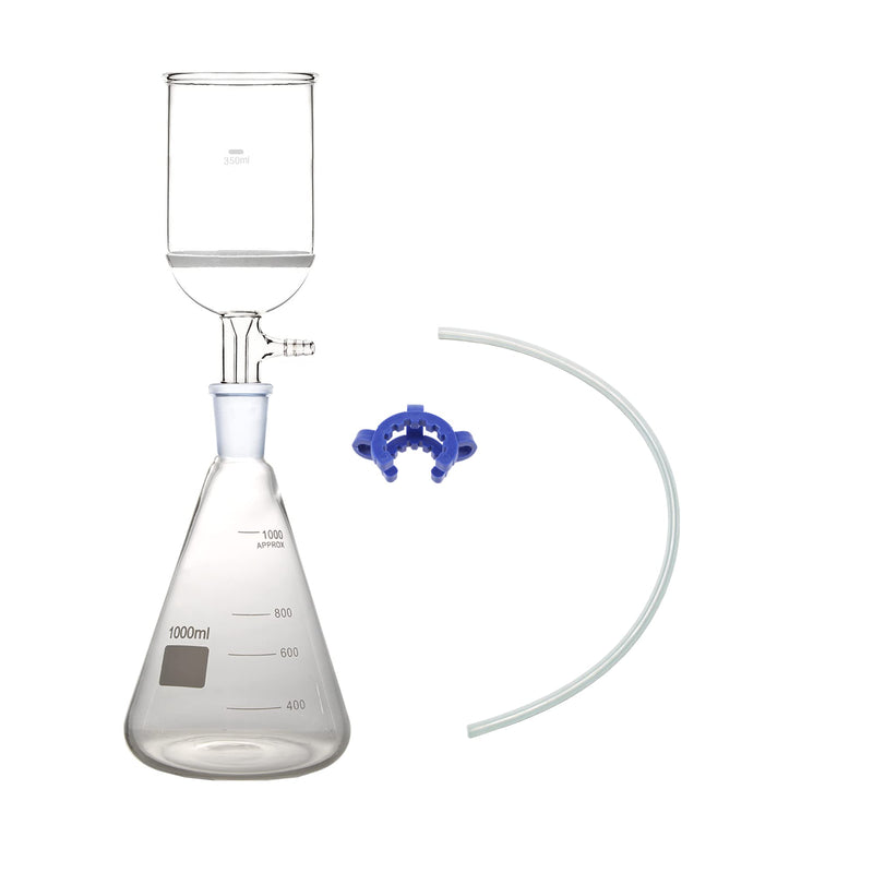 1000ml,Glass Suction Filter Kit,350ml 24/40 Buchner Funnel & 1L Erlenmeyer Flask