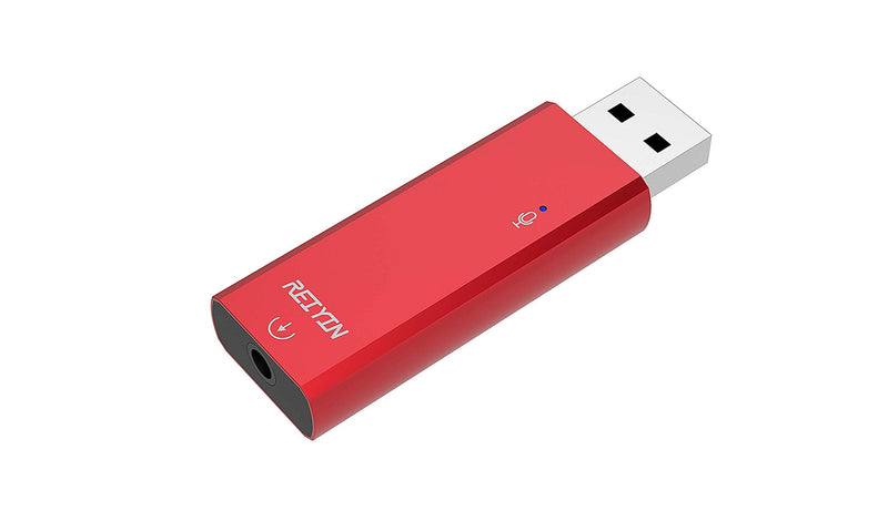 DA-02 DAC USB-A Digital to Analog Converter, 192khz 24bit USB to 3.5mm Audio Adapter with Analog and Optical Digital Output Mode - Red