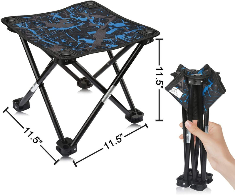 Camping Stool Portable Folding Stool Portable Chair Mini Foldable Stool Fishing Stool for Adults Fishing Hiking Gardening and Beach with Carry Bag(Camouflage) (Blue) Blue