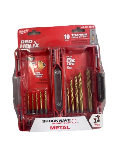 MILWAUKEE'S 48-89-4633 Shockwave Titanium Red Helix Drill Bit Set (10-Piece)