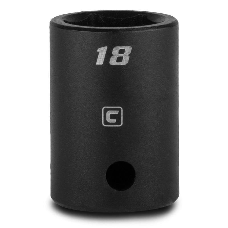 Capri Tools 1/2 in. Drive 18 mm 6-Point Metric Shallow Impact Socket, black (5-5018)