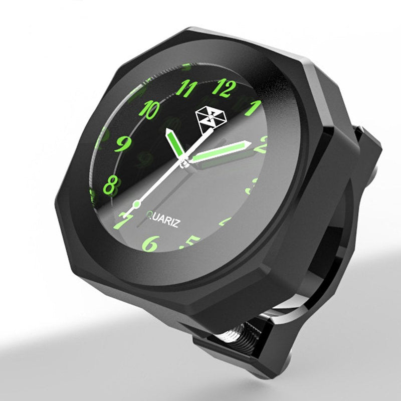 Waterproof 7/8"- 1 1/8" Handlebar Luminous Dial Motorcycle Clock for Dirt Bike Motocross Yamaha Kawasaki Honda Suzuki Harley Davidson (Black) Black