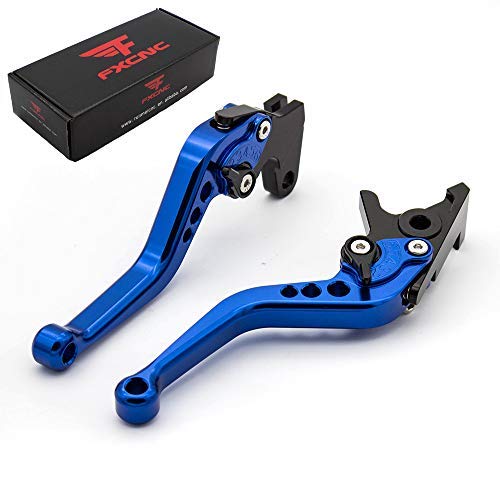 FXCNC CNC Aluminum Short Adjustable Brake Clutch Levers Compatible with YFM700 Raptor 700 R 2008-2022, YFZ450 YFZ450R YFZ450X 2008-2020, YFM250 Raptor 2008-2013, Raptor 250R 2011 Blue Lever with Black Adjuster