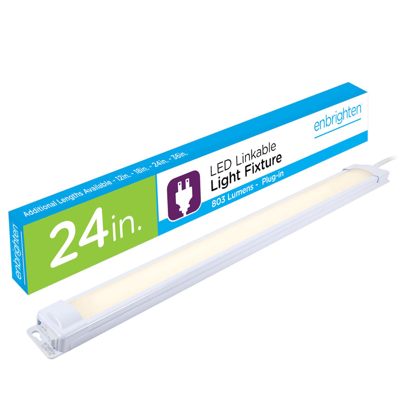 Enbrighten Premium Linkable Under Cabinet Fixture, 24in, LED, Linkable, 803 Lumens, 3000K Warm White, 38848-T1