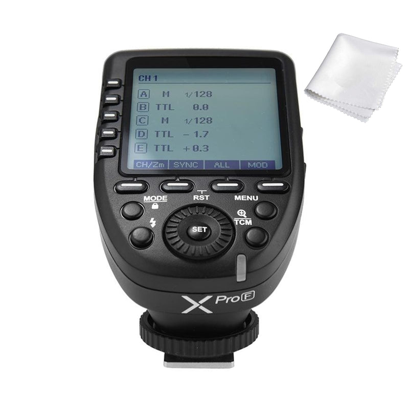 Godox Xpro-F for Fuji Fujifilm TTL Wireless Flash Trigger, 1/8000s HSS, TTL-Convert-Manual Function, Large Screen, 5 Dedicated Group Buttons, 11 Customizable Functions with Cleaning Cloth