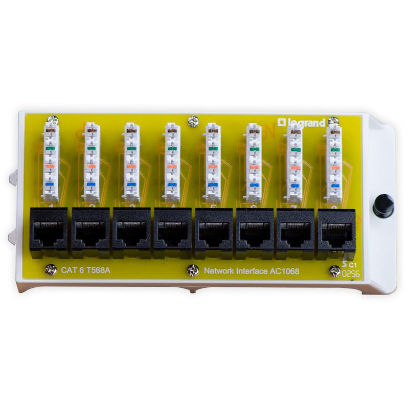 Legrand - OnQ Cat 6 Network Interface Module, Wifi Module with 8 Ports, Network Interface Module Cat6 Provides Connectivity to Ethernet Devices, Black, AC1068 8 Port