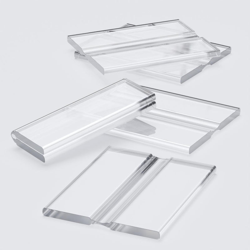 5 x 50mm, 2", low profile flex hinges, flexible living hinges, Transparent, Continuous Acrylic Piano Hinges,