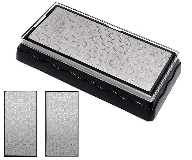 Double-sided Diamond Sharpening Stone,YCAMMIN Knife Sharpener Stone diamond sharpener Honeycomb Surface Plate with Non-slip Base for Scissors Knives Outdoor Kitchen Sharpen Tools (600/1200 Grit) 600/1200 gift