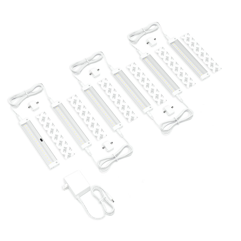 EShine Hand Wave Activated Under Cabinet LED Lighting Kit, Dimmable, 6-Pack 7 in - Touchless Dimming Control, White Under Counter Lights for Kitchen, Garage, Office, Desk - Warm White (3000K) Warm White (3000K) 6 pack