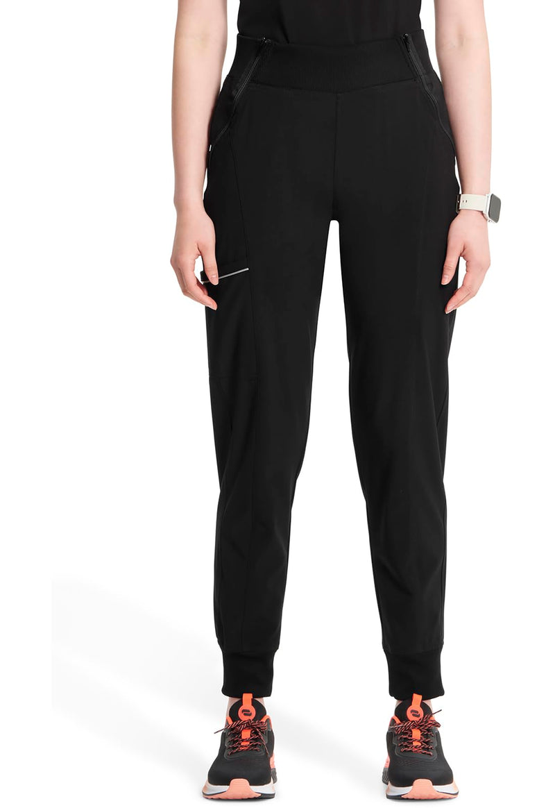 Cherokee Infinity Womens Scrub Jogger Pants, Mid Rise, Moisture Wicking, Wrinkle-Resistant, 360 Stretch, 5 Pockets - CK110A Medium Black