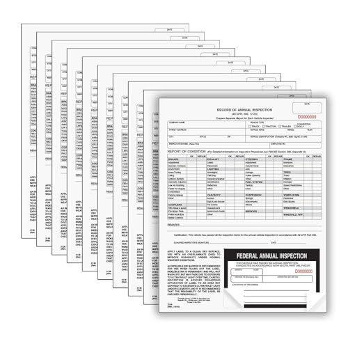 J. J. Keller Record of Annual Inspection Form and Label, 10 Pack 10-pack