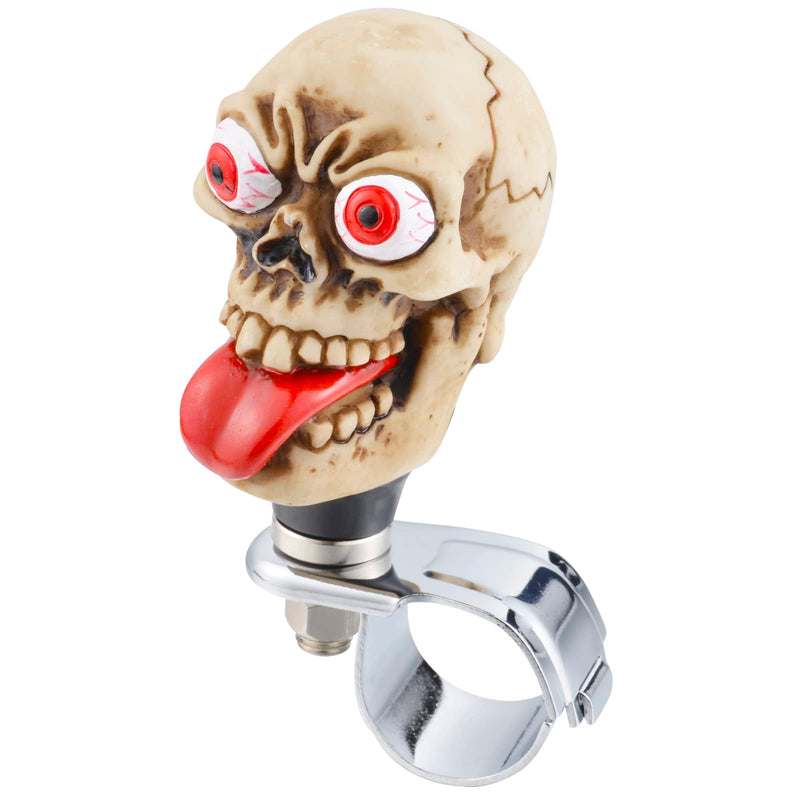 Arenbel Skeleton Head Steering Wheel Spinner Knob Car Turning Suicide Booster Assist Grip Handle Fit Most Vehicles, Beige